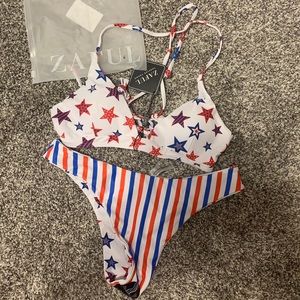 July 4th bikini. Red, white, blue.  (size M)
